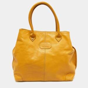 Gianfranco Ferre Mustard Leather Shopper Tote