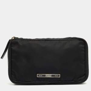 Gianfranco Ferre Black Nylon Zip Around Pouch