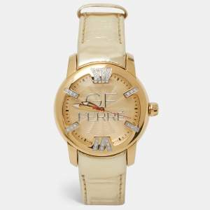 مملوكة مسبقًا ساعة يد نسائية جيانفرانكو فيري 9065بي ألماس ستانلس ستيل لونين ذهبية 40 مم