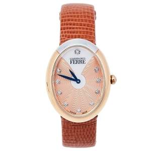 Gianfranco Ferre Two-Tone Stainless Steel Leather Diamond Collection Women's Wristwatch 29 mm