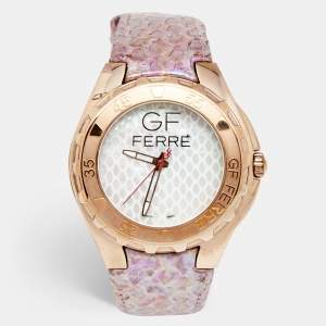 GF Ferre Mother of Pearl Gold Plated Stainless Steel Leather 9062J Women's Wristwatch 43 mm