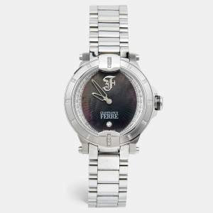 Gianfranco Ferre Black Mother of Pearl Stainless Steel Diamond Collection GF-L-13045 Women's Wristwatch 38 mm