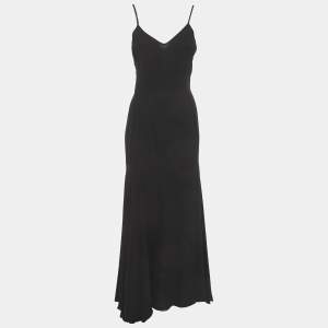 Pre Owned Gianni Versace Black Silk Strappy Maxi Dress M
