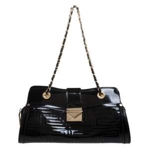 Versace Black Quilted Patent Leather Shoulder Bag