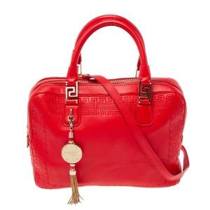 Gianni Versace Red Leather Medusa Charm Satchel