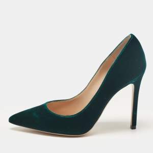 Pre Owned Gianvito Rossi Dark Green Velvet Gianvito Pumps Size 36.5