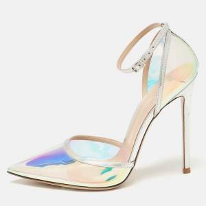 Gianvito Rossi Iridescent Leather and  PVC Ankle Strap Pumps  Size 39.5