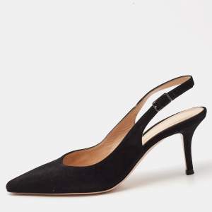 Pre Owned Gianvito Rossi Black Suede Slingback Pumps 38.5