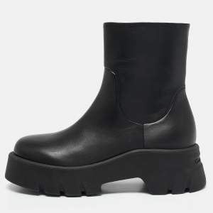 Pre Owned Gianvito Rossi Black Leather Montey Ankle Boots Size 37.5