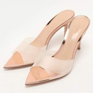 Pre Owned Gianvito Rossi Transparent PVC Elle Slide Sandals Size 38