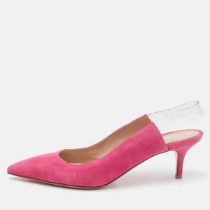 Gianvito Rossi Pink PVC and Suede Slingback Pumps Size 38.5