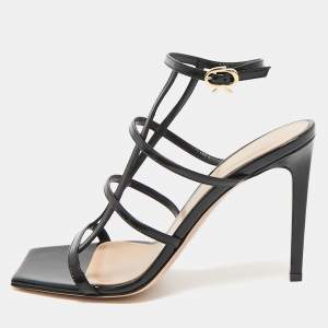 Gianvito Rossi Black Leather Mondry Sandals Size 38