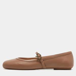 Pre Owned Gianvito Rossi Dusty Pink Leather Carla Ballet Flats Size 38