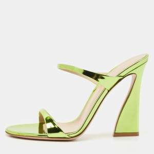 Gianvito Rossi Metallic Green Leather Aura Sandals Size 37.5