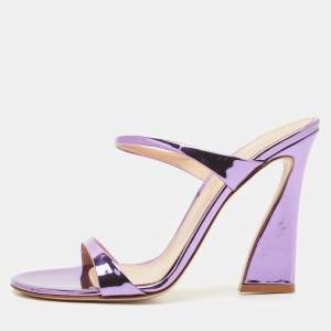 Gianvito Rossi Metallic Purple Leather Aura Sandals Size 37.5