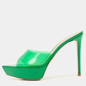 Gianvito Rossi Green PVC Betty Platform Mules Size 41