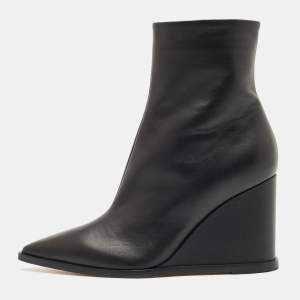 Gianvito Rossi Black Leather Hamnes Ankle Boots Size 38.5