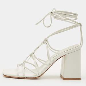Pre Owned Gianvito Rossi White Leather Minas Sandals Size 37