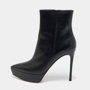 Pre Owned Gianvito Rossi Black Leather Dasha Platform Booties Size 39.5