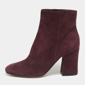 Pre Owned Gianvito Rossi Burgundy Suede Joelle Ankle Boots Size 36.5