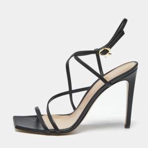 Pre Owned Gianvito Rossi Black Leather Manilla Sandals Size 39.5