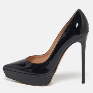 Pre Owned Gianvito Rossi Black Patent Leather Dasha Platform Pumps Size 41