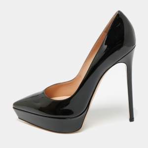 Pre Owned Gianvito Rossi Black Patent Leather Dasha Platform Pumps Size 42
