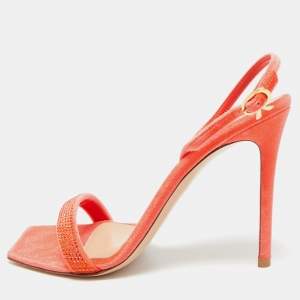 مملوكة مسبقًا Gianvito Rossi Britney Size 39.5 Red Velvet Slingback Sandals