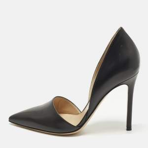 Pre Owned Gianvito Rossi Size 38 Black Leather Pointed Toe D'orsay Pumps