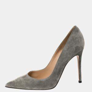 Pre Owned Gianvito Rossi Grey Suede Pointed Toe Pumps Size 39
