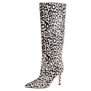 Gianvito Rossi White/Brown Calf Hair Knee Length Boots Size 36