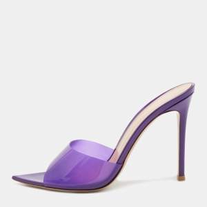 Pre Owned  Gianvito Rossi Purple PVC And Leather Elle Slide Sandals Size 38