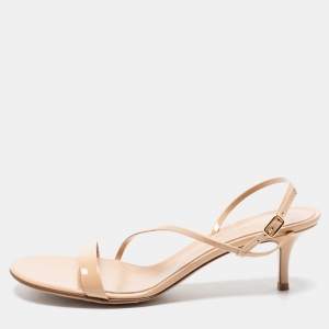Pre Owned Gianvito Rossi Beige Patent Leather Slingback Sandals Size 41.5