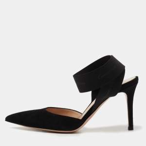 Pre Owned Gianvito Rossi Black Suede Continuity Elastic Pumps Size 36