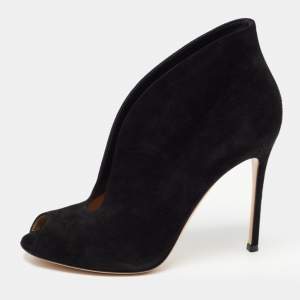 Pre Owned Gianvito Rossi Black Suede Vamp Booties Size 39