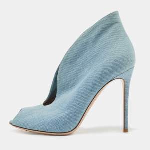 Pre Owned Gianvito Rossi Blue Denim Vamp Booties Size 41