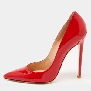 Pre Owned Gianvito Red Patent Leather Pointed Toe Pumps Size 38