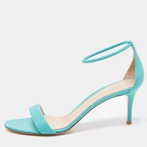 Pre Owned Gianvito Rossi Blue Leather Ankle Strap Sandals Size 39.5