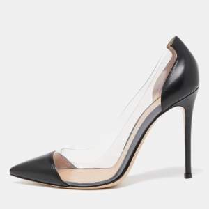 Pre Owned Gianvito Rossi Black Leather and PVC Plexi Pumps Size 39