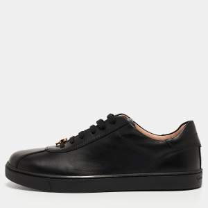 Gianvito Rossi Black Leather Low Top Sneakers Size 37.5