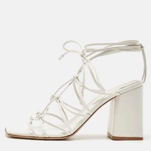 Pre Owned Gianvito Rossi White Leather Minas Sandals Size 39