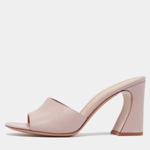 Pre Owned Gianvito Rossi Pink Leather Wynn Mules Size 38.5