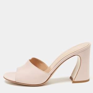 Gianvito Rossi Pink Leather Wynn Mules Size 38.5