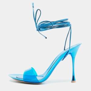 Gianvito Rossi Blue PVC and Leather Spice Sandals Size 38