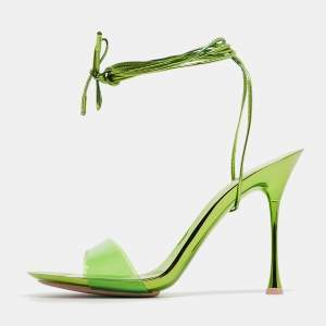 Gianvito Rossi Green PVC and Leather Spice Sandals Size 39