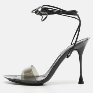 Gianvito Rossi Black PVC and Leather Spice Sandals Size 39.5
