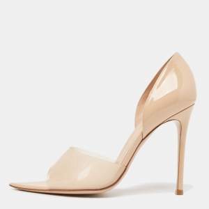 Pre Owned Gianvito Rossi Beige PVC and Patent Leather Bree Pumps Size 40