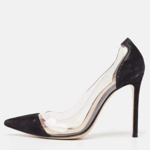 Gianvito Rossi Black Suede and PVC Plexi Pumps Size 38