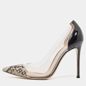 Gianvito Rossi Multicolor Python Leather and PVC Plexi Pumps Size 38