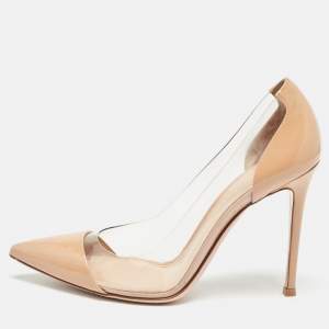 Gianvito Rossi Beige Leather, PVCPVC and Patent Leather Plexi Pumps Size 38